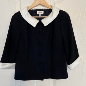 Talbots Classic Petites Black Jacket with White Trim - Size 6P